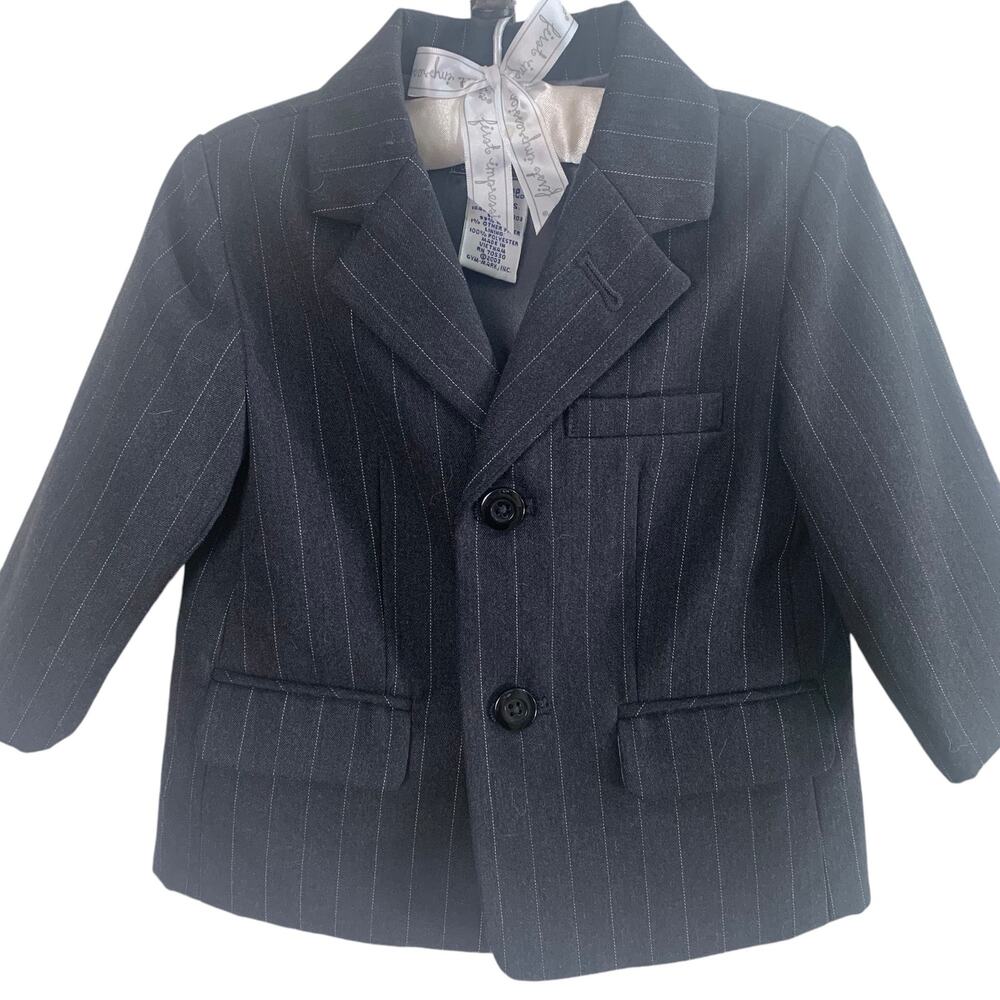 Gymboree Size 6-12 Months Baby Wool Pinstriped Blazer Jacket Carcoal Black